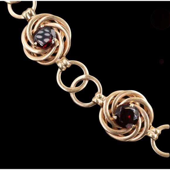 Vintage Tiffany & Co. 14K 14.00 CTW Rhodolite Garnet Art Deco Necklace Ca. 1960s - Picture 6 of 8